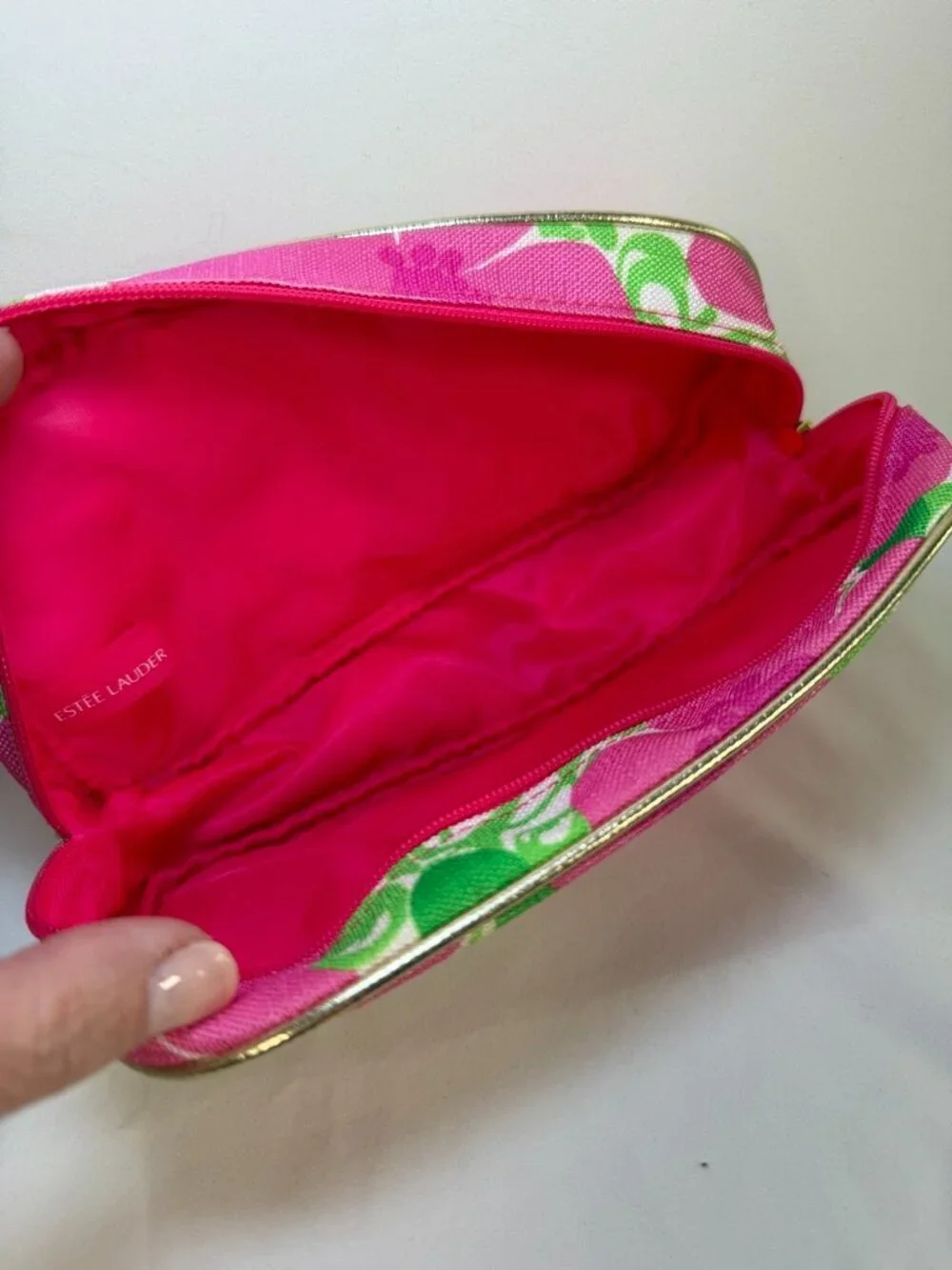 LILLY PULITZER x Estee Lauder Pink Cosmetic Makeup Case Pouch NEW